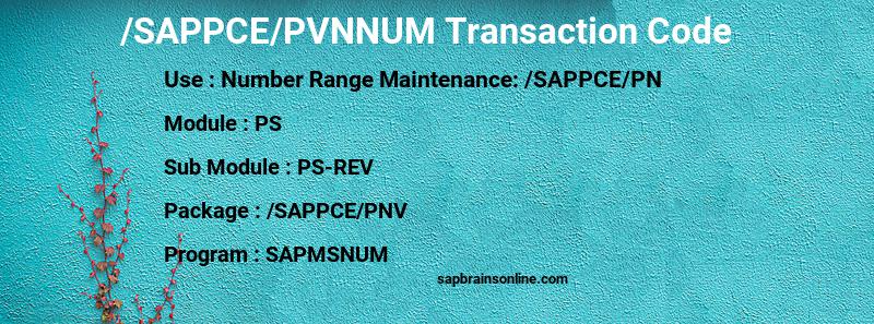 SAP /SAPPCE/PVNNUM transaction code