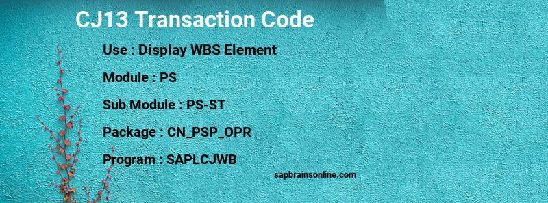 SAP CJ13 transaction code