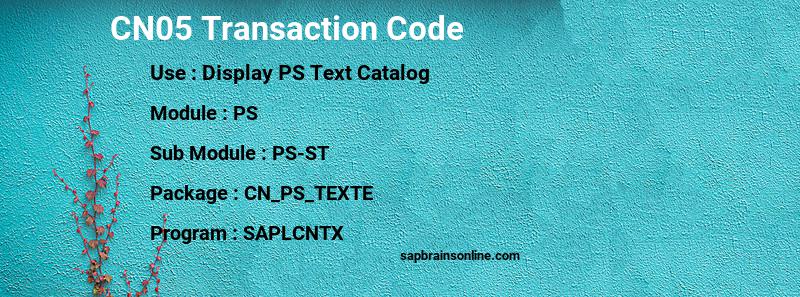 SAP CN05 transaction code