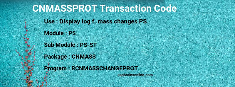 SAP CNMASSPROT transaction code