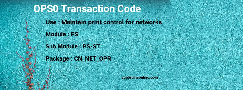 SAP OPS0 transaction code