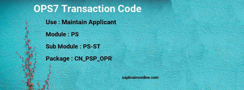 SAP OPS7 transaction code