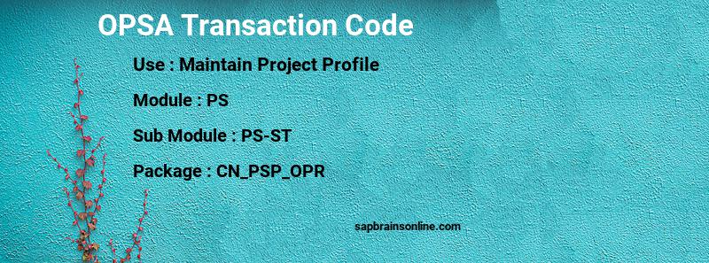 SAP OPSA transaction code