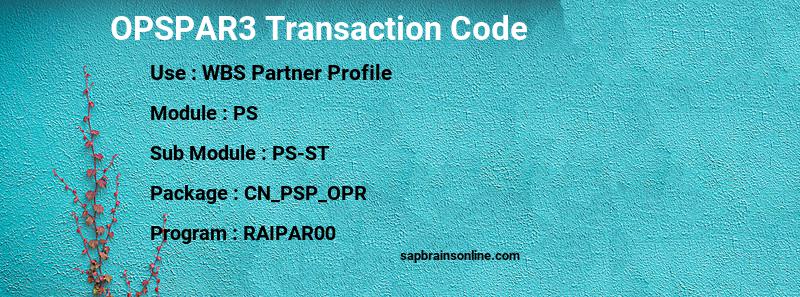SAP OPSPAR3 transaction code