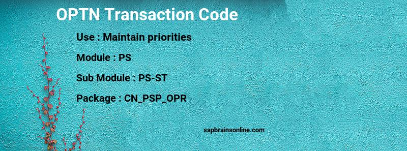 SAP OPTN transaction code