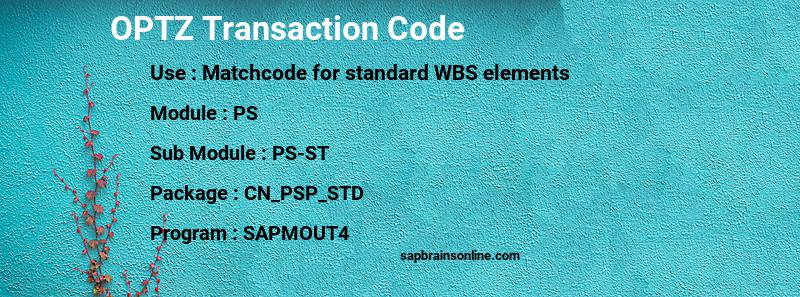 SAP OPTZ transaction code