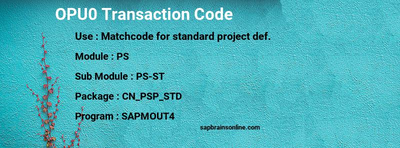 SAP OPU0 transaction code