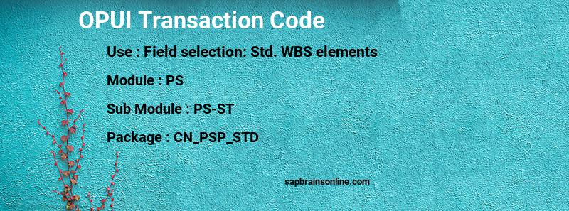 SAP OPUI transaction code