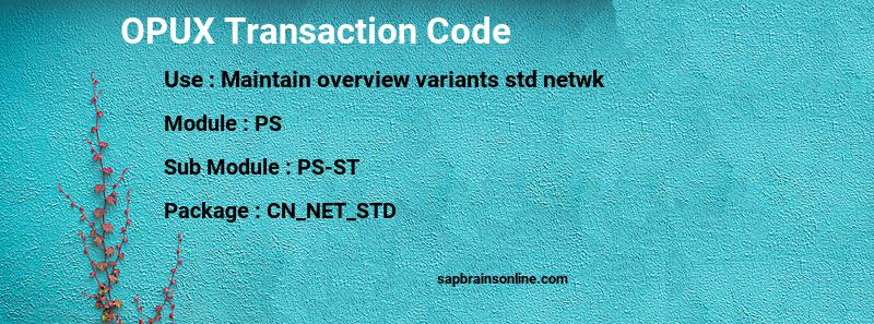 SAP OPUX transaction code