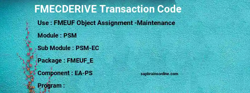 SAP FMECDERIVE transaction code