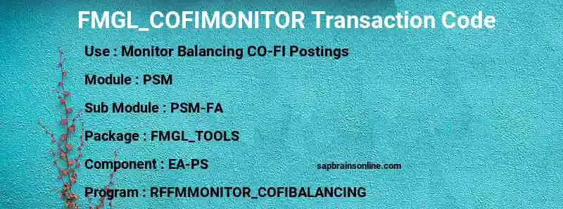 SAP FMGL_COFIMONITOR transaction code