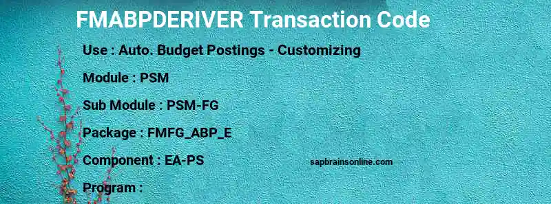 SAP FMABPDERIVER transaction code