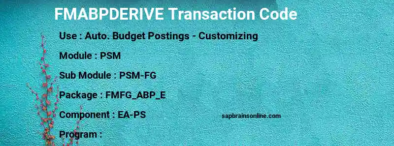 SAP FMABPDERIVE transaction code