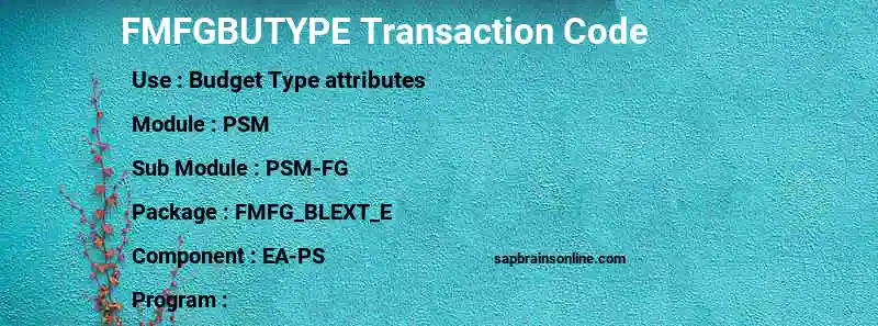 SAP FMFGBUTYPE transaction code