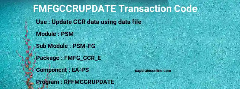 SAP FMFGCCRUPDATE transaction code