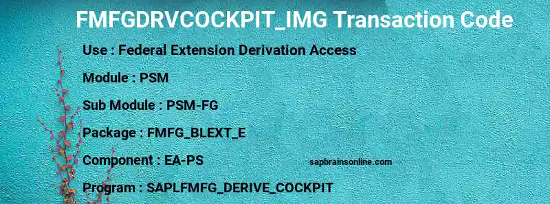 SAP FMFGDRVCOCKPIT_IMG transaction code