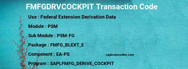 SAP FMFGDRVCOCKPIT transaction code