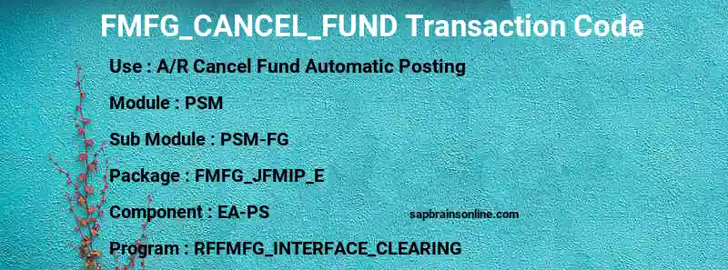 SAP FMFG_CANCEL_FUND transaction code