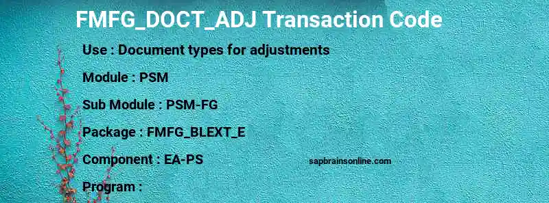 SAP FMFG_DOCT_ADJ transaction code