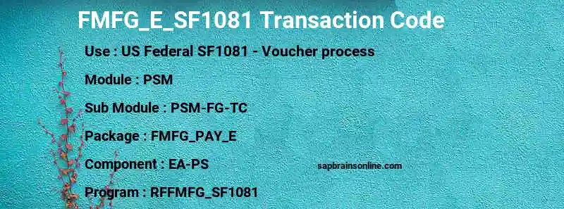 SAP FMFG_E_SF1081 transaction code
