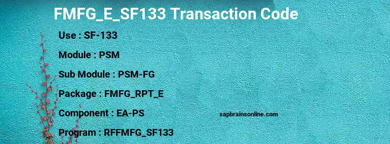 SAP FMFG_E_SF133 transaction code