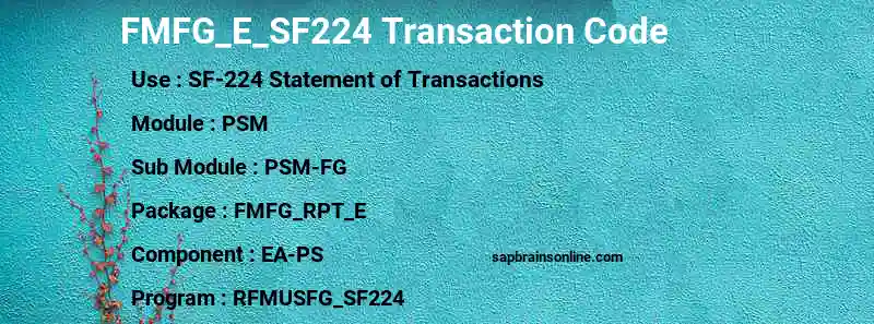 SAP FMFG_E_SF224 transaction code