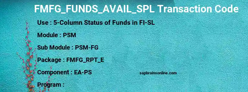 SAP FMFG_FUNDS_AVAIL_SPL transaction code