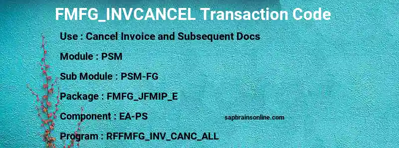 SAP FMFG_INVCANCEL transaction code