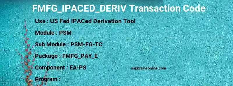 SAP FMFG_IPACED_DERIV transaction code