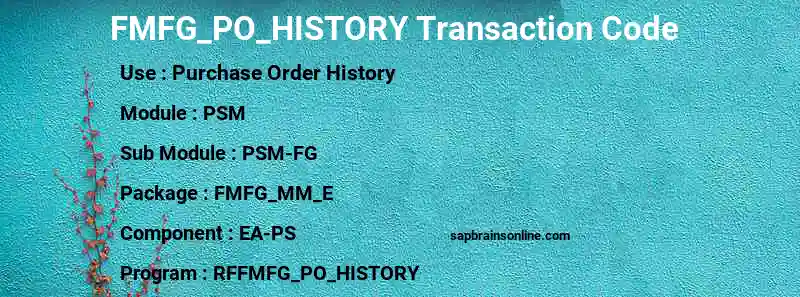 SAP FMFG_PO_HISTORY transaction code