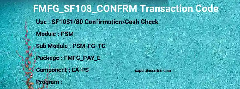 SAP FMFG_SF108_CONFRM transaction code