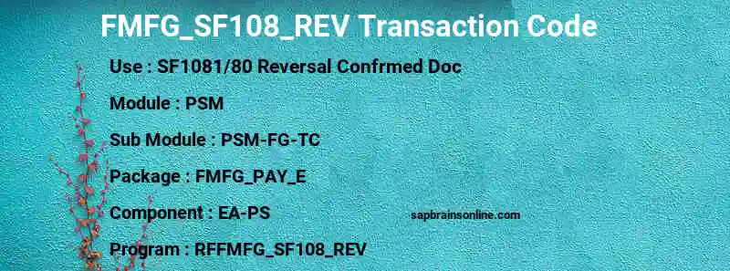 SAP FMFG_SF108_REV transaction code