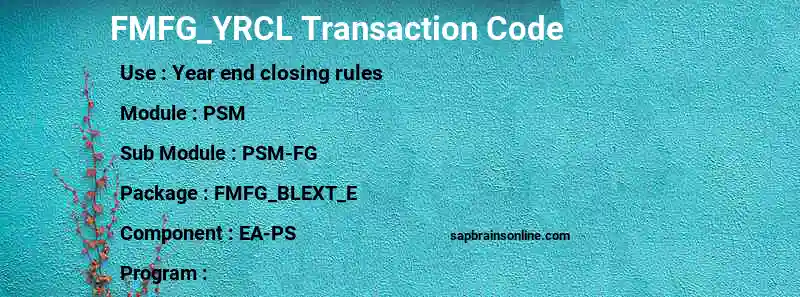 SAP FMFG_YRCL transaction code