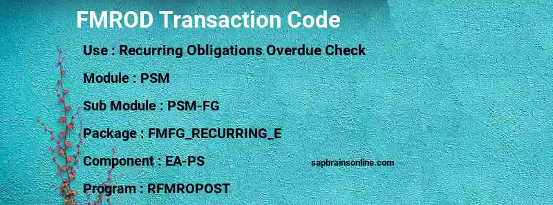 SAP FMROD transaction code