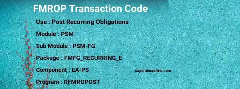 SAP FMROP transaction code