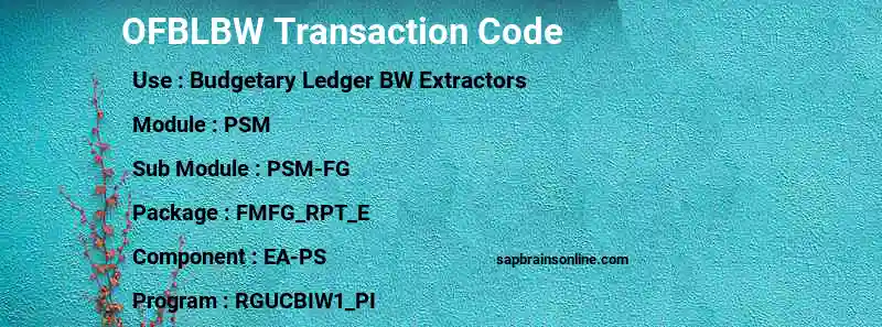 SAP OFBLBW transaction code