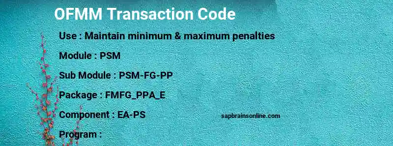 SAP OFMM transaction code