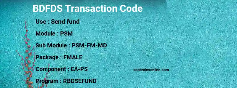 SAP BDFDS transaction code