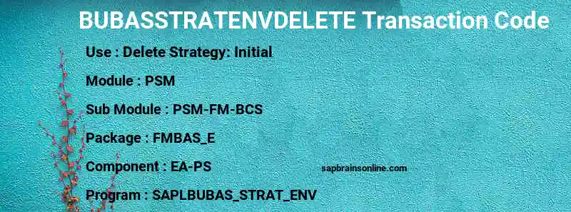 SAP BUBASSTRATENVDELETE transaction code