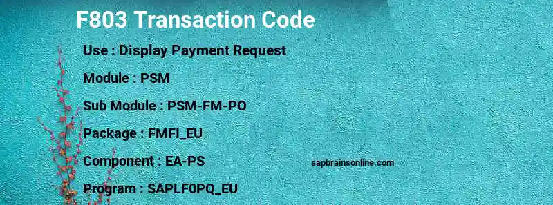 SAP F803 transaction code