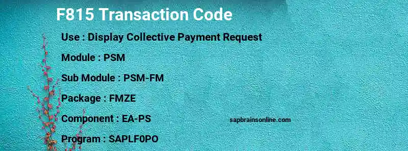 SAP F815 transaction code