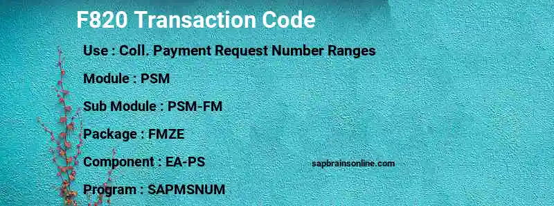 SAP F820 transaction code