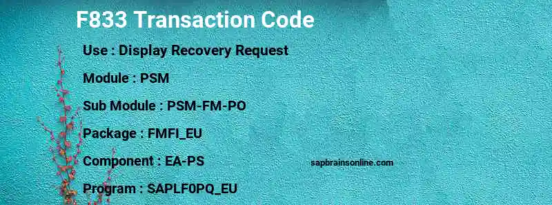 SAP F833 transaction code