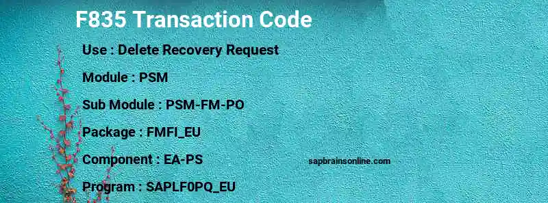 SAP F835 transaction code