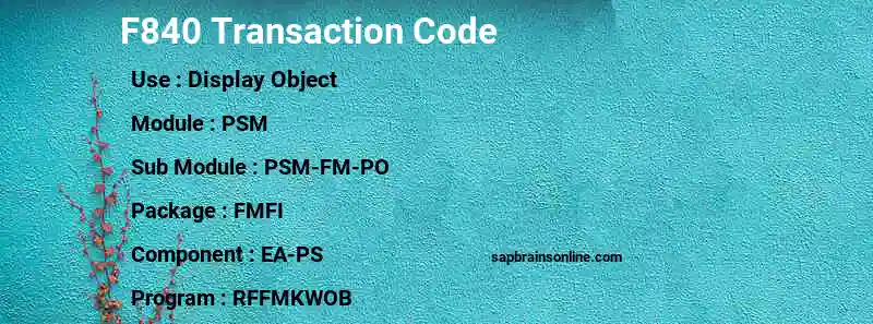 SAP F840 transaction code