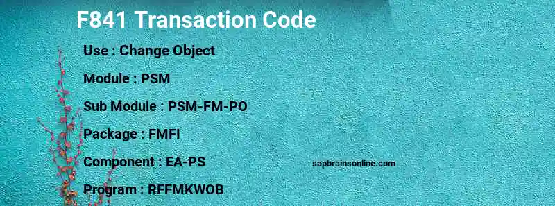 SAP F841 transaction code