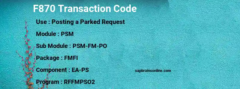 SAP F870 transaction code