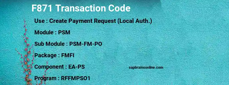 SAP F871 transaction code