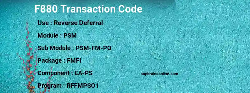 SAP F880 transaction code