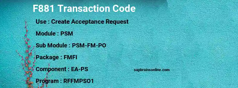 SAP F881 transaction code